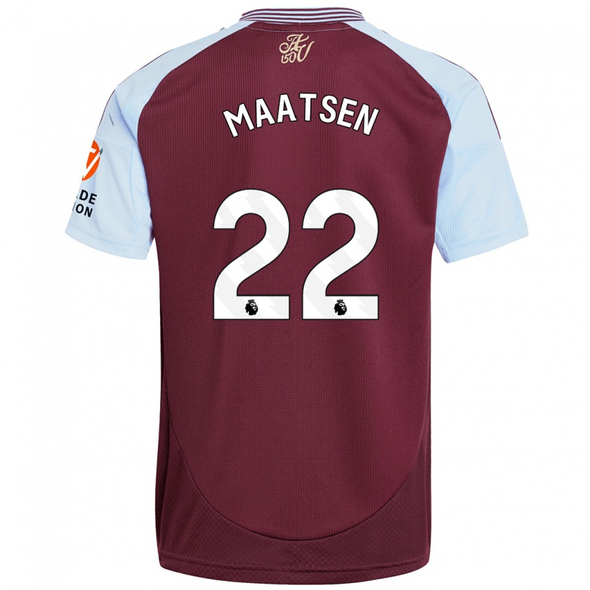 Kandiny Kinderen Ian Maatsen #22 Bordeaux Hemelsblauw Thuisshirt Thuistenue 2024/25 T-Shirt