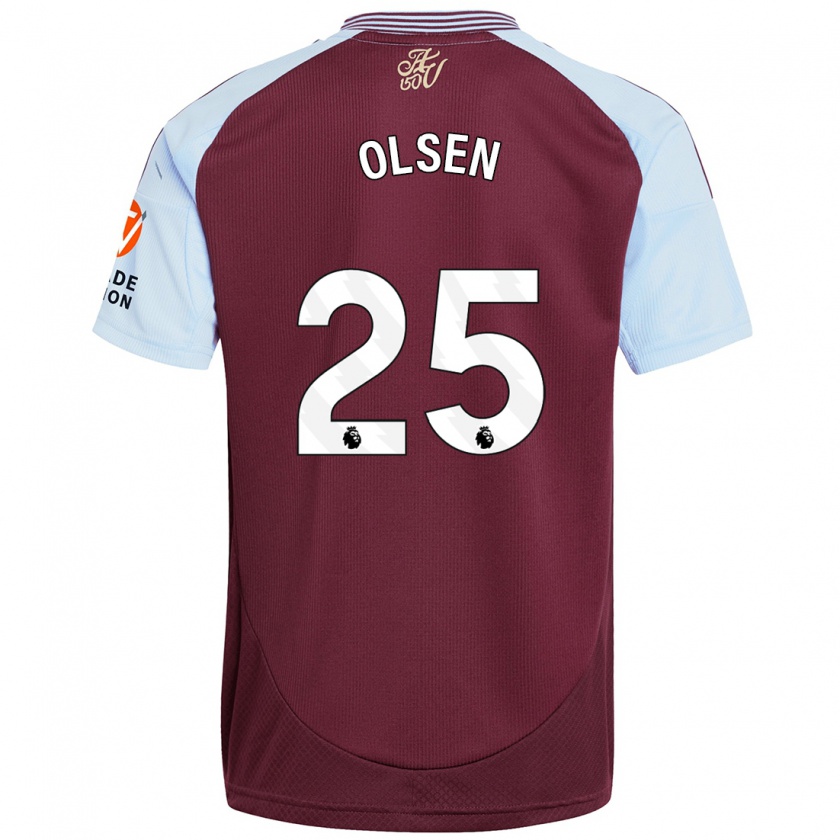 Kandiny Kinderen Robin Olsen #25 Bordeaux Hemelsblauw Thuisshirt Thuistenue 2024/25 T-Shirt