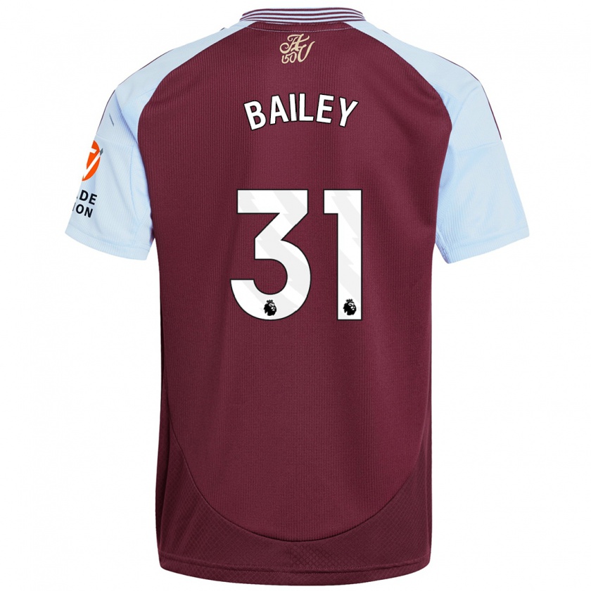 Kandiny Kinderen Leon Bailey #31 Bordeaux Hemelsblauw Thuisshirt Thuistenue 2024/25 T-Shirt