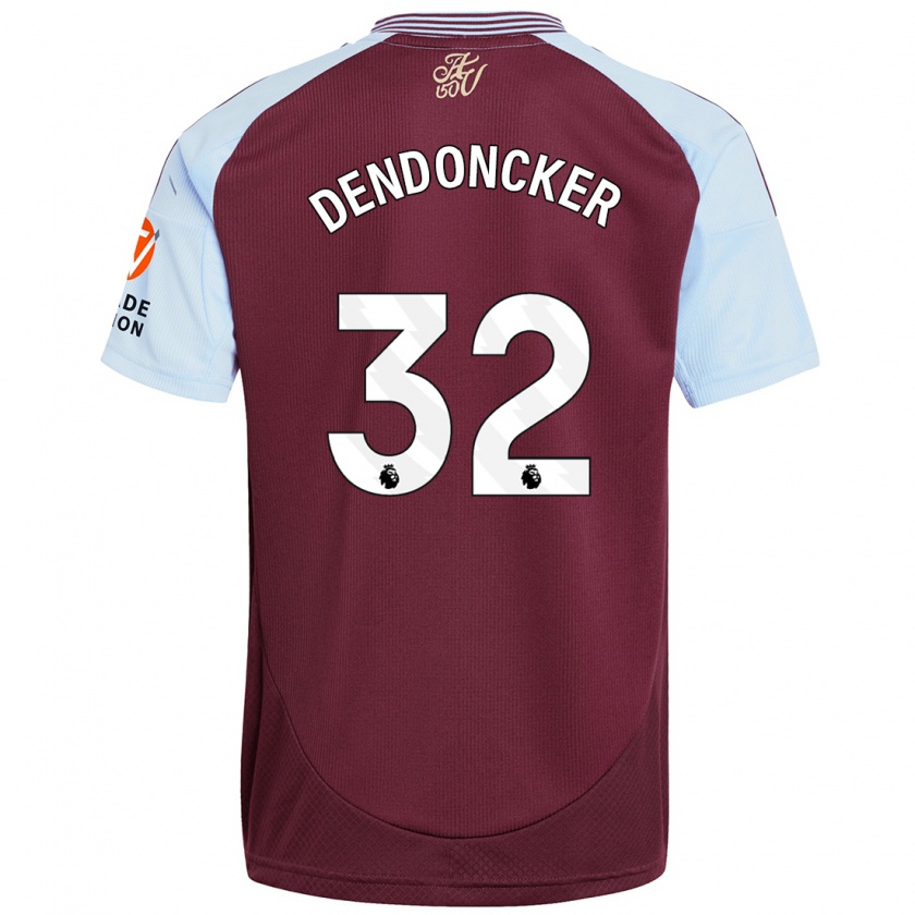 Kandiny Kinderen Leander Dendoncker #32 Bordeaux Hemelsblauw Thuisshirt Thuistenue 2024/25 T-Shirt