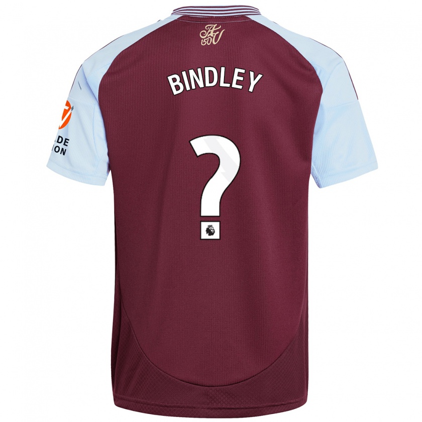 Kandiny Kinderen Oliver Bindley #0 Bordeaux Hemelsblauw Thuisshirt Thuistenue 2024/25 T-Shirt