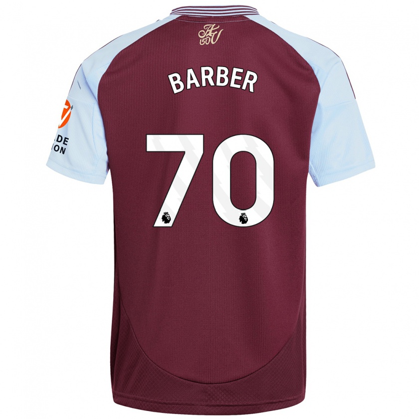 Kandiny Kinderen Jayden Barber #70 Bordeaux Hemelsblauw Thuisshirt Thuistenue 2024/25 T-Shirt