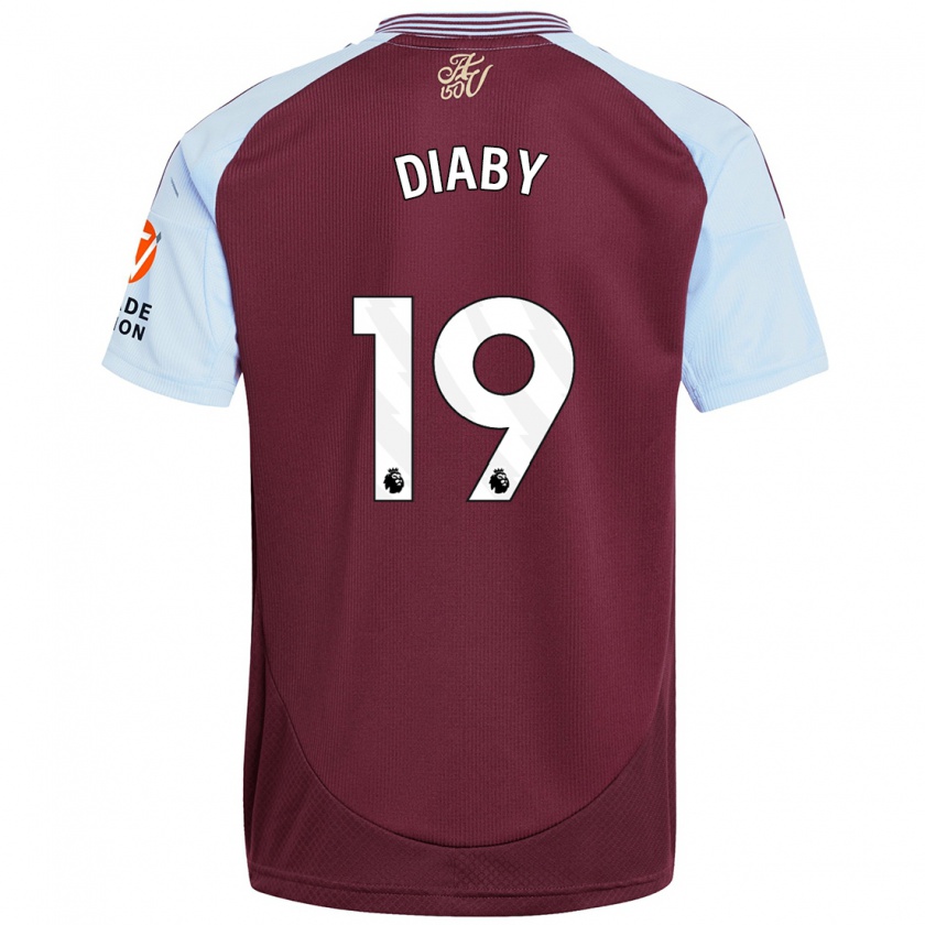 Kandiny Kinderen Moussa Diaby #19 Bordeaux Hemelsblauw Thuisshirt Thuistenue 2024/25 T-Shirt