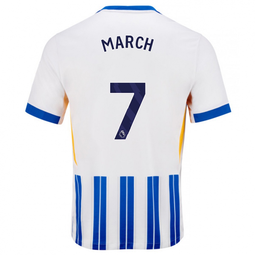 Kandiny Kinderen Solly March #7 Wit Blauwe Krijtstrepen Thuisshirt Thuistenue 2024/25 T-Shirt België