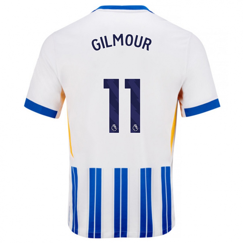 Kandiny Kinderen Billy Gilmour #11 Wit Blauwe Krijtstrepen Thuisshirt Thuistenue 2024/25 T-Shirt België