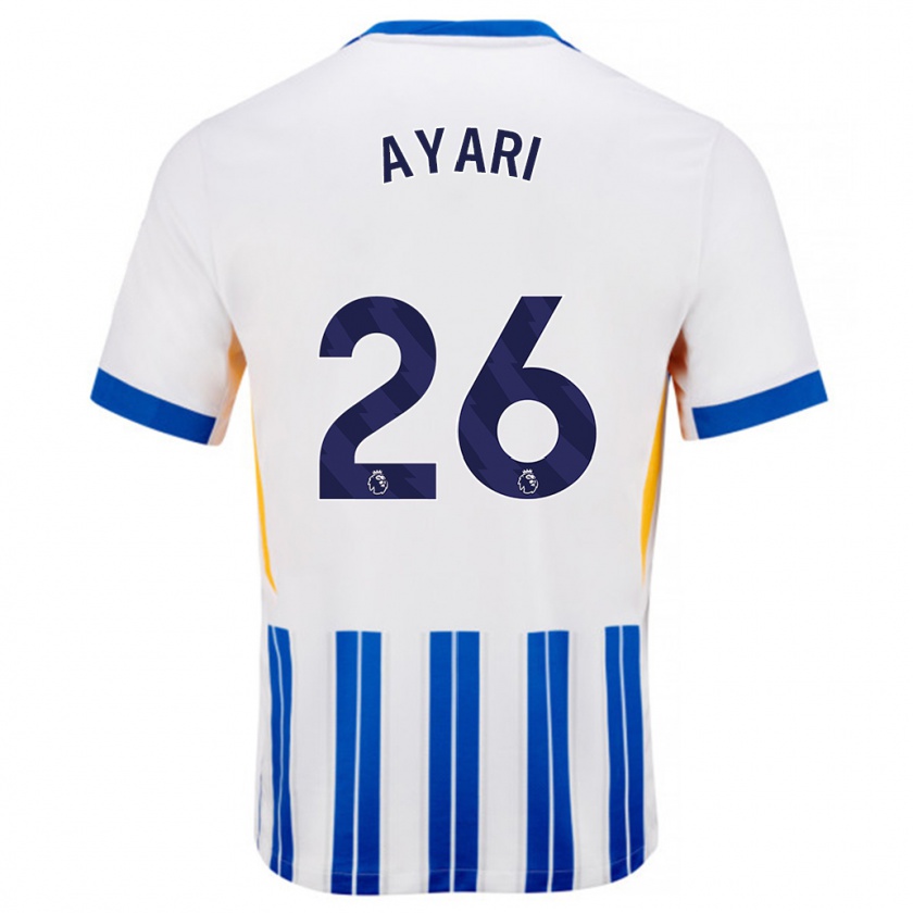 Kandiny Kinderen Yasin Ayari #26 Wit Blauwe Krijtstrepen Thuisshirt Thuistenue 2024/25 T-Shirt