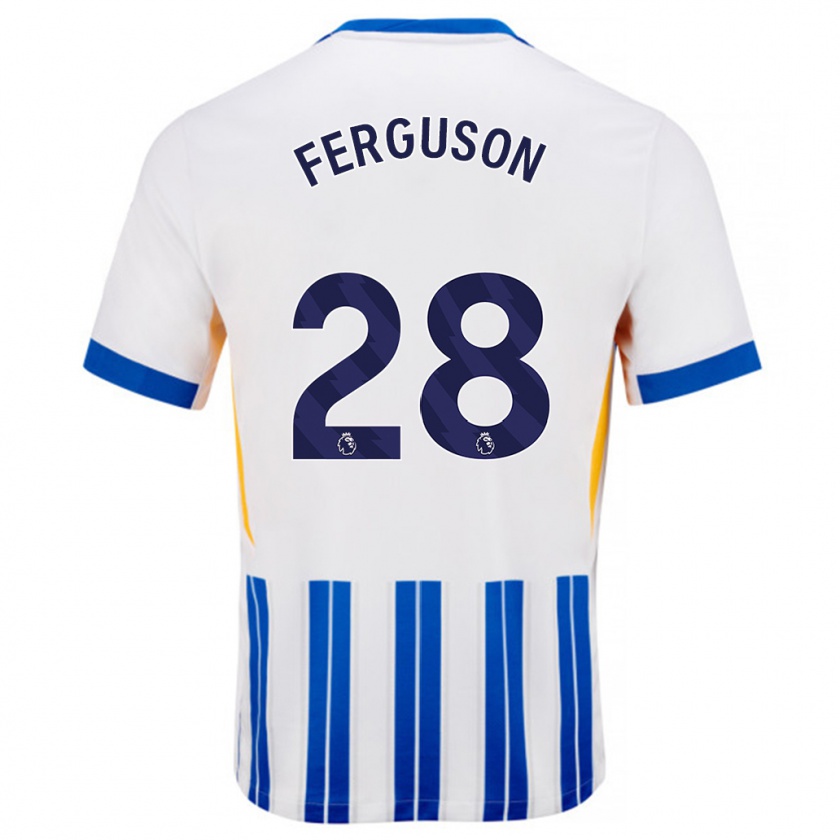 Kandiny Niño Camiseta Evan Ferguson #28 Blanco Azul Rayas 1ª Equipación 2024/25 La Camisa