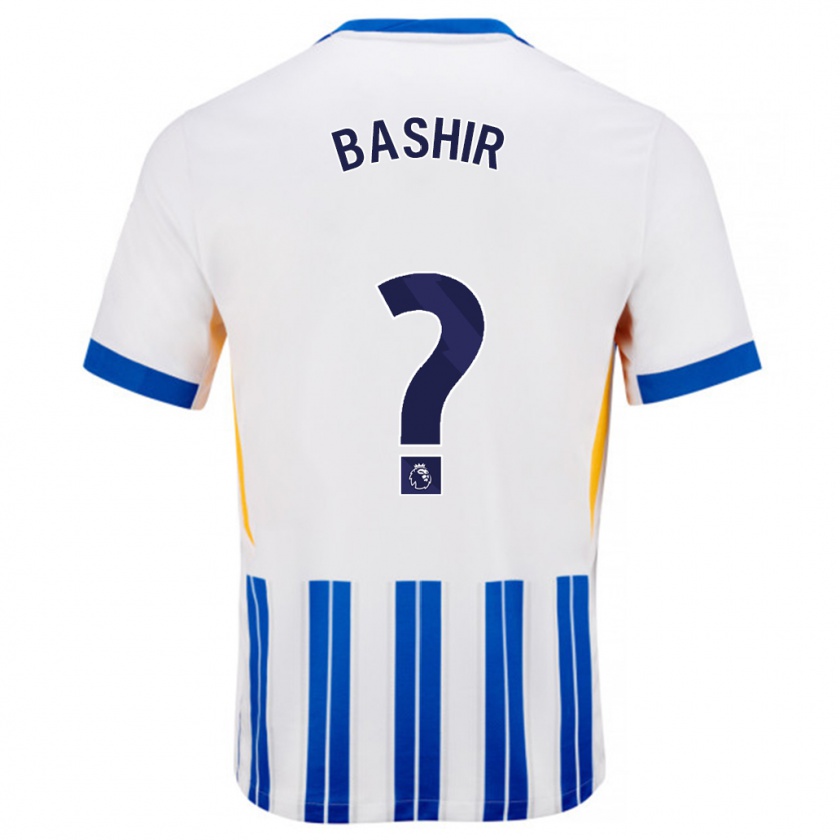 Kandiny Niño Camiseta Sahil Bashir #0 Blanco Azul Rayas 1ª Equipación 2024/25 La Camisa