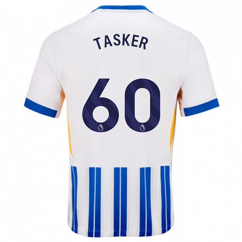 Kandiny Kinderen Charlie Tasker #60 Wit Blauwe Krijtstrepen Thuisshirt Thuistenue 2024/25 T-Shirt