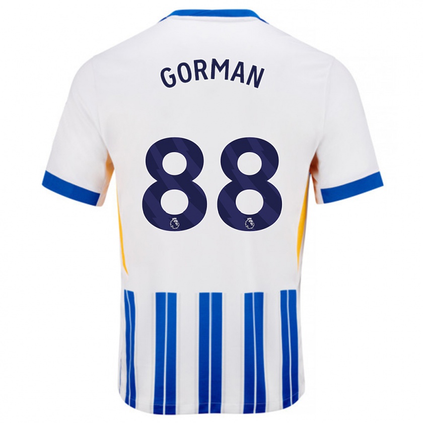 Kandiny Kinder Ronnie Gorman #88 Weiß Blaue Nadelstreifen Heimtrikot Trikot 2024/25 T-Shirt Österreich