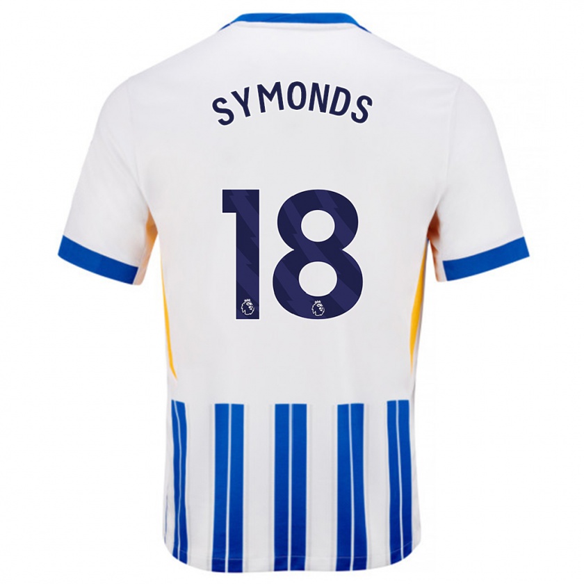 Kandiny Bambino Maglia Maisie Symonds #18 Bianco Blu A Righe Kit Gara Home 2024/25 Maglietta