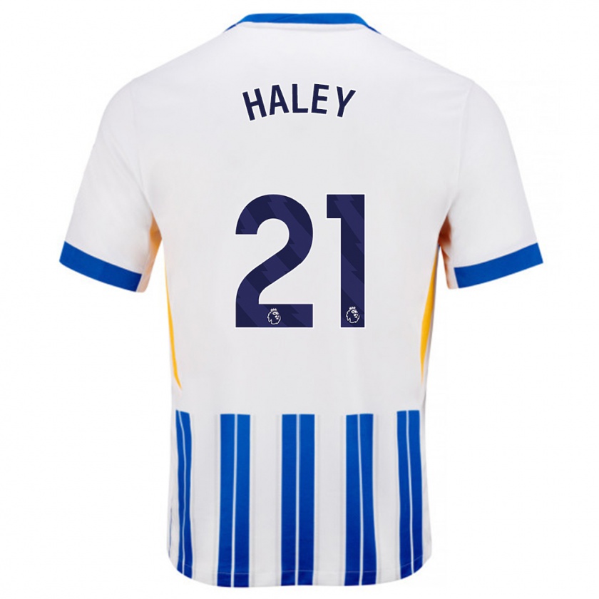 Kandiny Bambino Maglia Madison Haley #21 Bianco Blu A Righe Kit Gara Home 2024/25 Maglietta