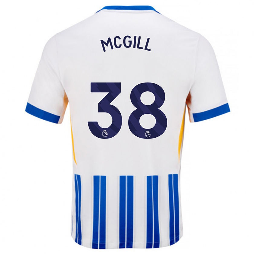 Kandiny Kinderen Tom Mcgill #38 Wit Blauwe Krijtstrepen Thuisshirt Thuistenue 2024/25 T-Shirt