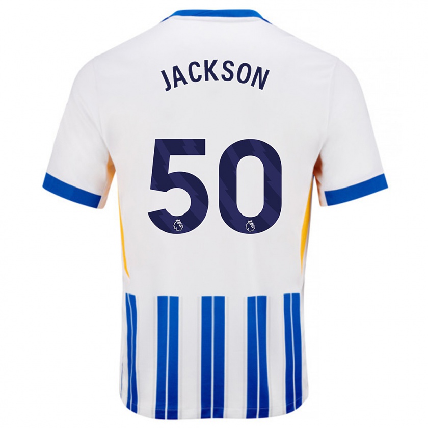 Kandiny Kinderen Ben Jackson #50 Wit Blauwe Krijtstrepen Thuisshirt Thuistenue 2024/25 T-Shirt