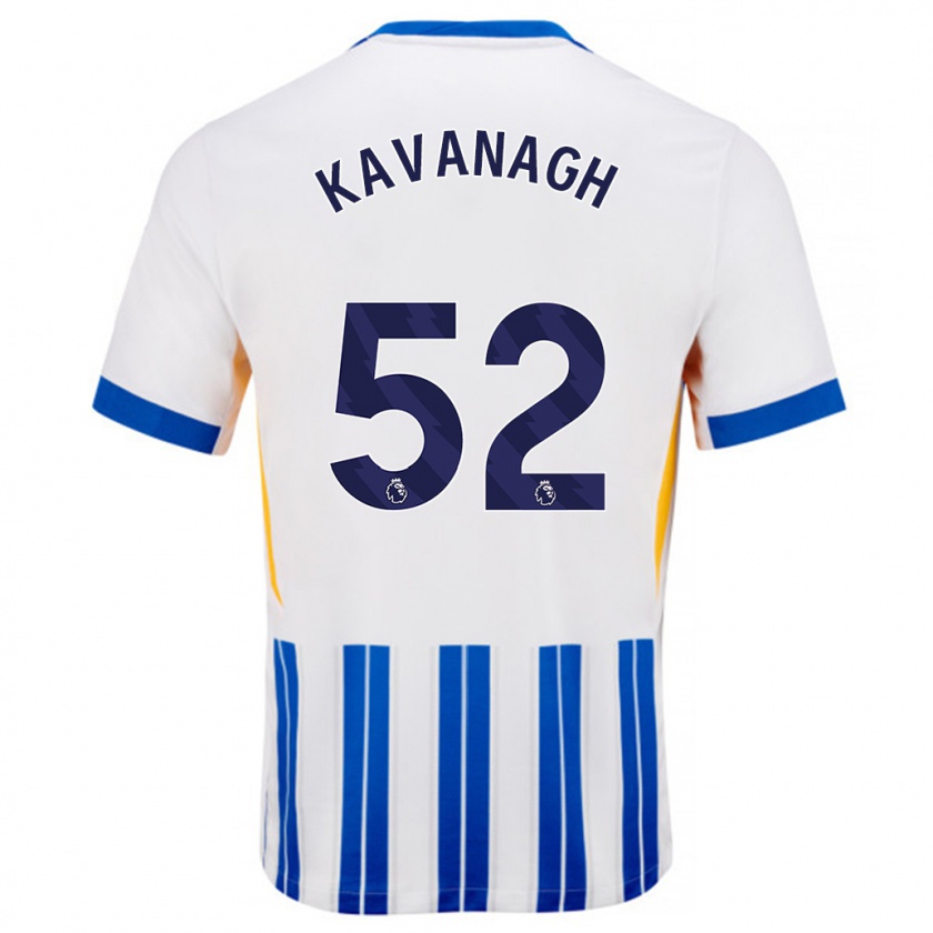 Kandiny Kinderen Leigh Kavanagh #52 Wit Blauwe Krijtstrepen Thuisshirt Thuistenue 2024/25 T-Shirt