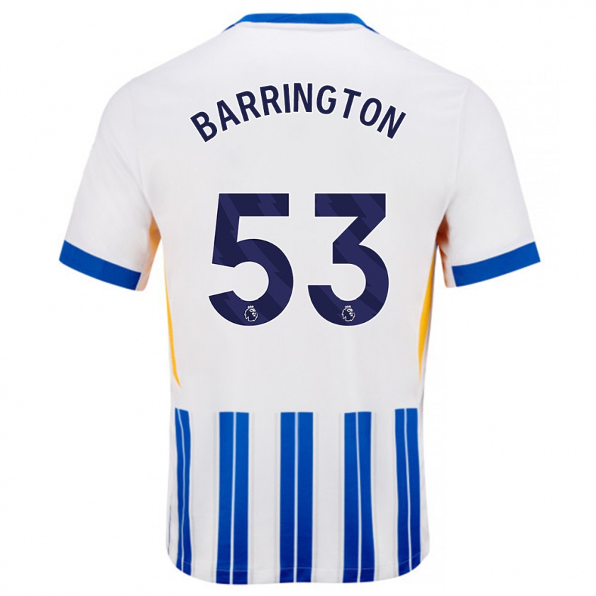 Kandiny Bambino Maglia Luca Barrington #53 Bianco Blu A Righe Kit Gara Home 2024/25 Maglietta