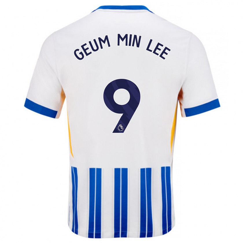 Kandiny Kinder Lee Geum-Min #9 Weiß Blaue Nadelstreifen Heimtrikot Trikot 2024/25 T-Shirt Österreich