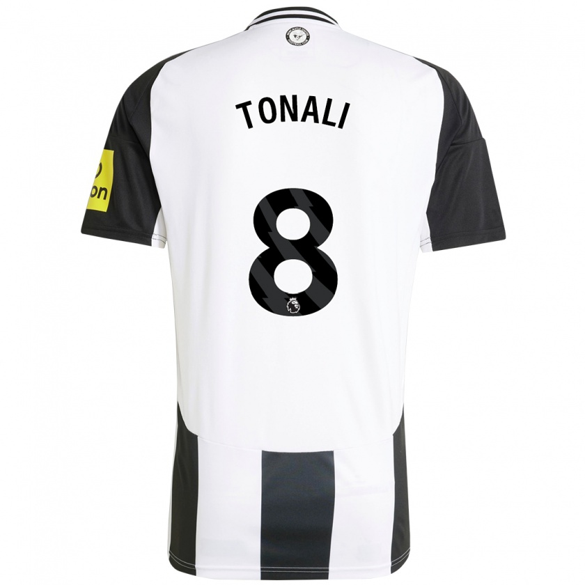 Kandiny Kinderen Sandro Tonali #8 Wit Zwart Thuisshirt Thuistenue 2024/25 T-Shirt