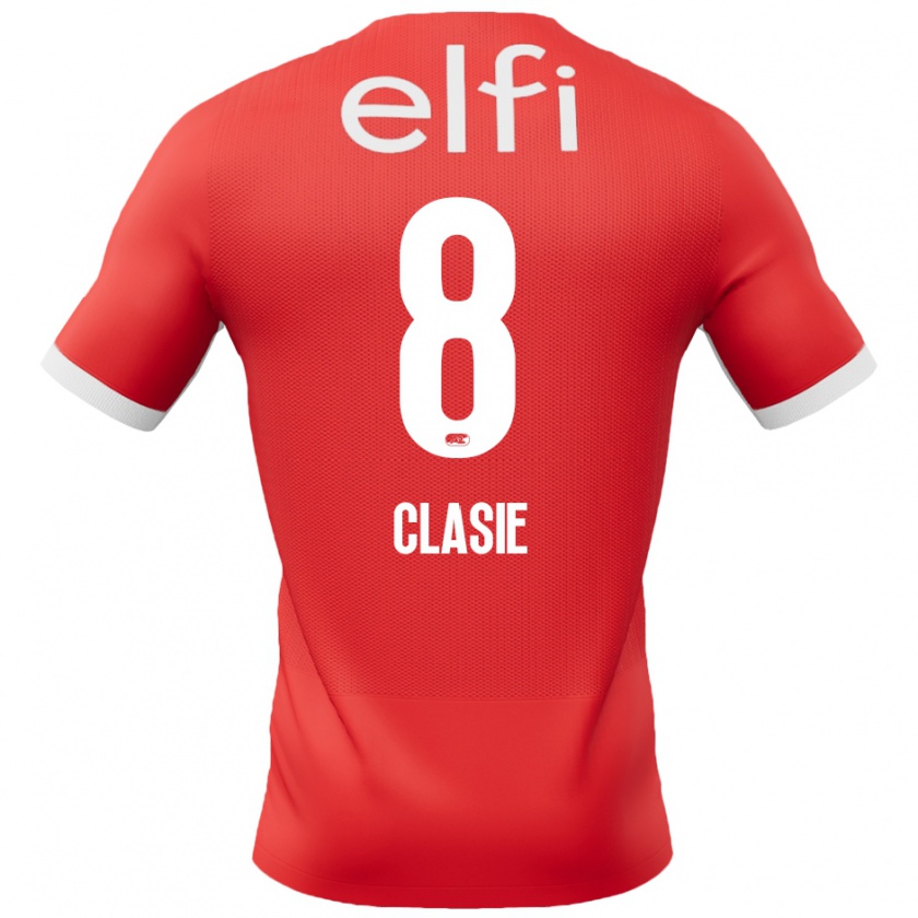 Kandiny Niño Camiseta Jordy Clasie #8 Rojo Blanco 1ª Equipación 2024/25 La Camisa