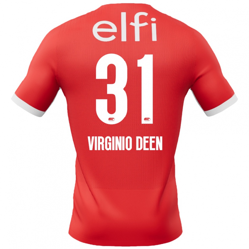 Kandiny Niño Camiseta Daniël Virginio Deen #31 Rojo Blanco 1ª Equipación 2024/25 La Camisa México