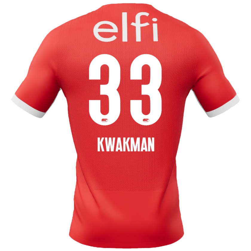 Kandiny Niño Camiseta Dave Kwakman #33 Rojo Blanco 1ª Equipación 2024/25 La Camisa México