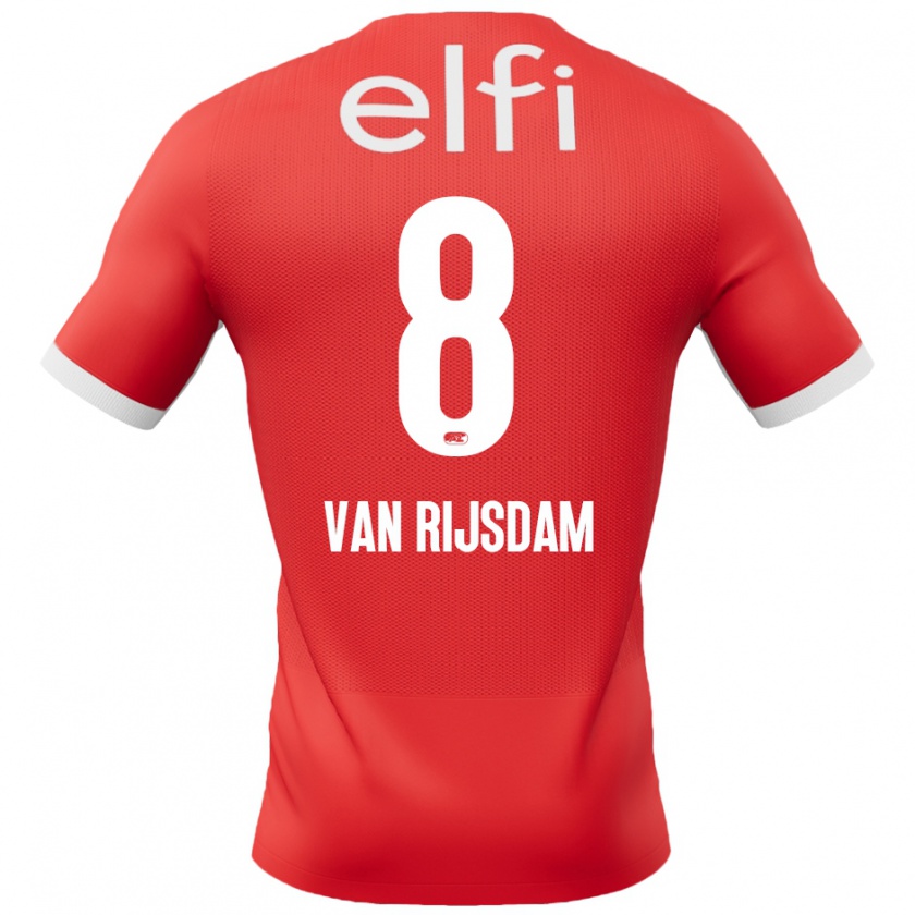 Kandiny Niño Camiseta Julian Van Rijsdam #8 Rojo Blanco 1ª Equipación 2024/25 La Camisa