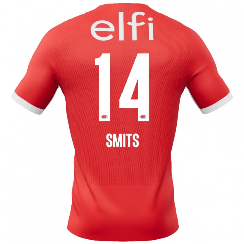 Kandiny Niño Camiseta Anthony Smits #14 Rojo Blanco 1ª Equipación 2024/25 La Camisa México