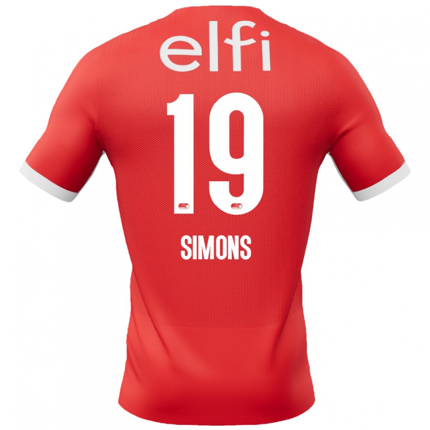 Kandiny Niño Camiseta Saviola Simons #19 Rojo Blanco 1ª Equipación 2024/25 La Camisa México