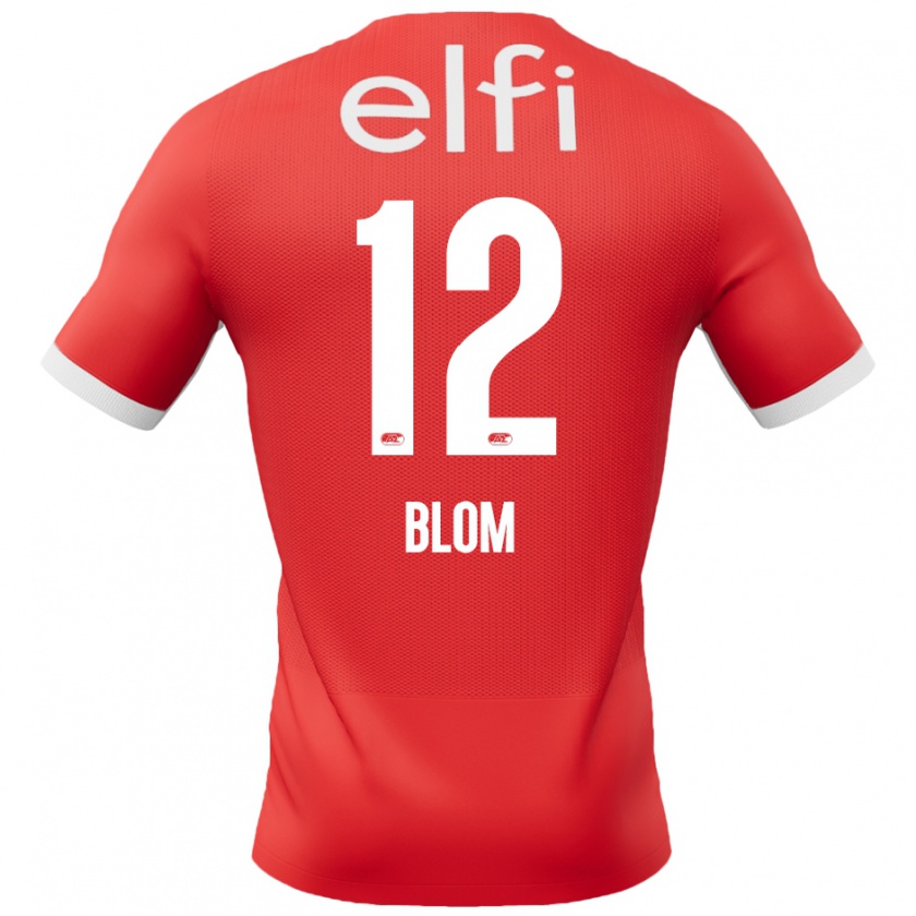 Kandiny Niño Camiseta Robin Blom #12 Rojo Blanco 1ª Equipación 2024/25 La Camisa