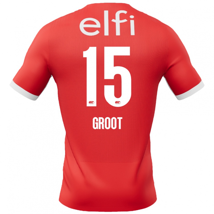 Kandiny Kinderen Pleun Groot #15 Rood Wit Thuisshirt Thuistenue 2024/25 T-Shirt