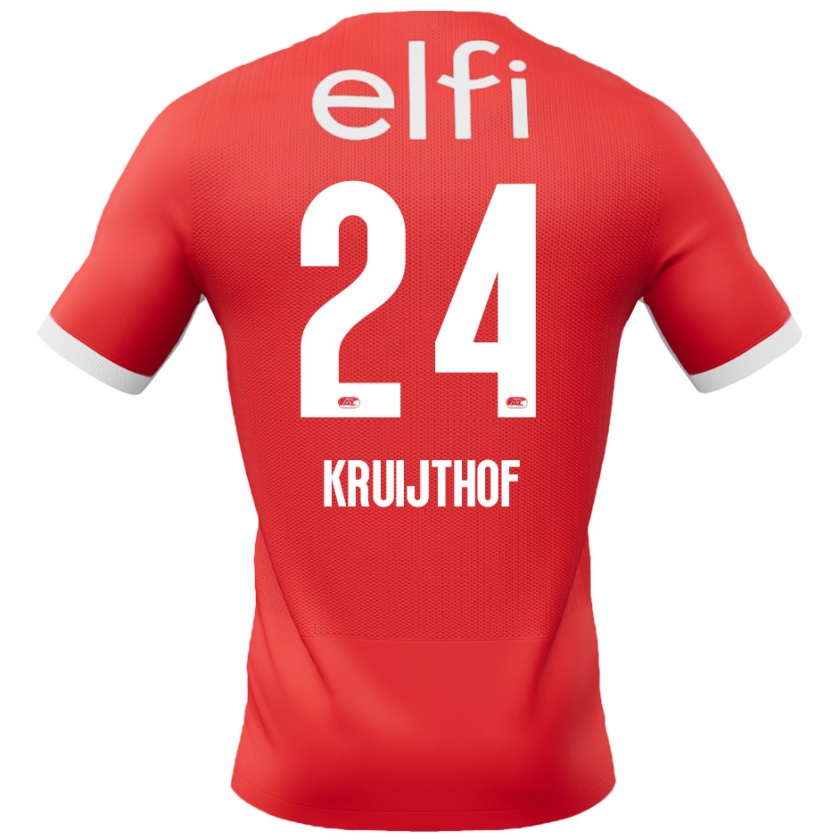 Kandiny Niño Camiseta Annemiek Kruijthof #24 Rojo Blanco 1ª Equipación 2024/25 La Camisa México