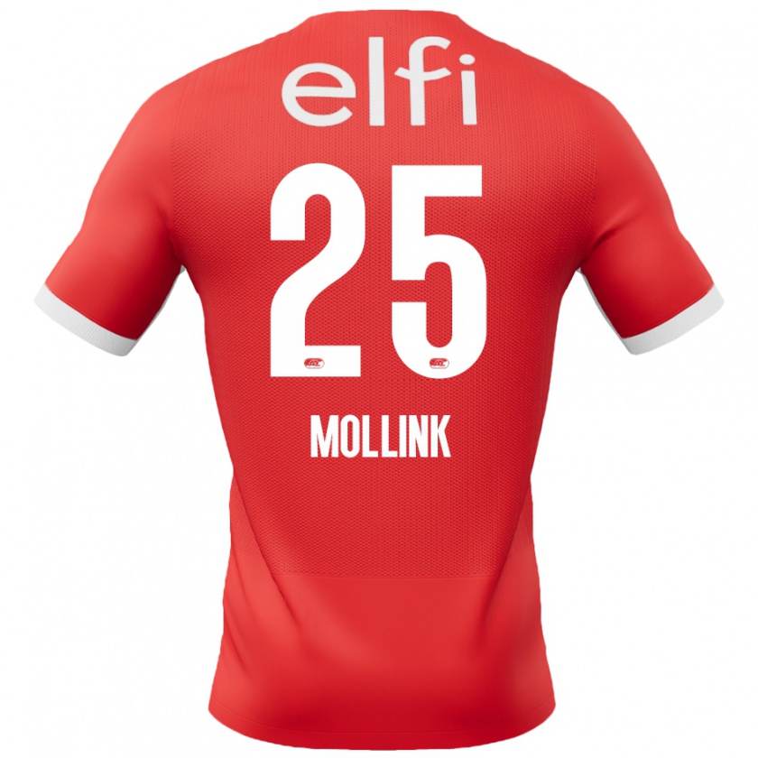 Kandiny Niño Camiseta Yaël Mollink #25 Rojo Blanco 1ª Equipación 2024/25 La Camisa México