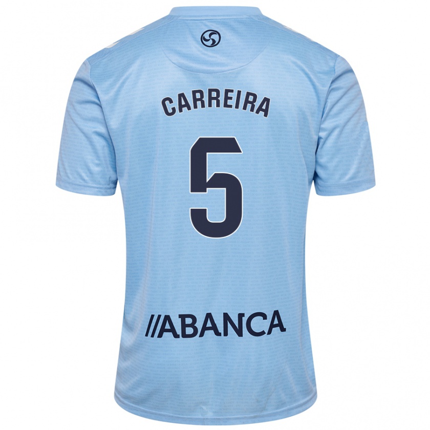 Kandiny Niño Camiseta Sergio Carreira #5 Azul Cielo 1ª Equipación 2024/25 La Camisa