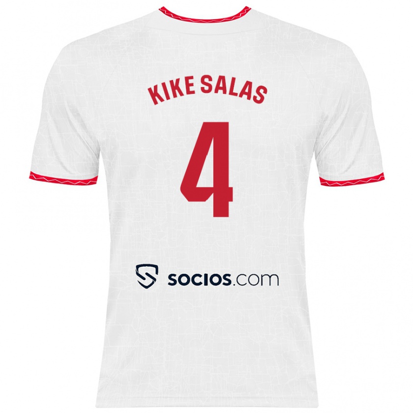 Kandiny Kinder Kike Salas #4 Weiß Rot Heimtrikot Trikot 2024/25 T-Shirt Österreich