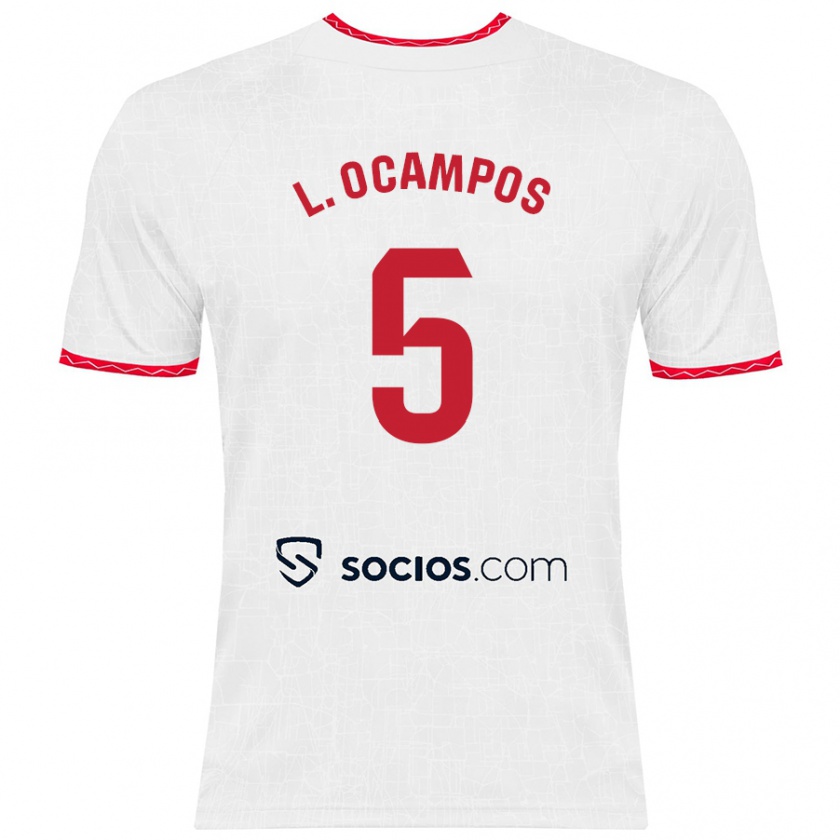 Kandiny Kinderen Lucas Ocampos #5 Wit Rood Thuisshirt Thuistenue 2024/25 T-Shirt