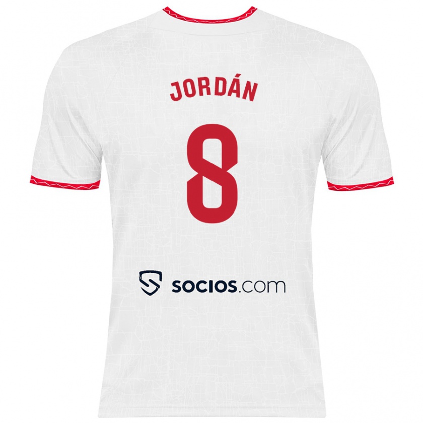 Kandiny Kinderen Joan Jordán #8 Wit Rood Thuisshirt Thuistenue 2024/25 T-Shirt