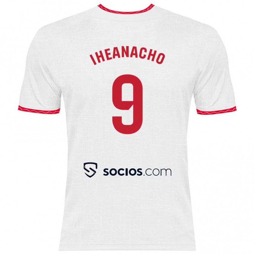 Kandiny Kinderen Kelechi Iheanacho #9 Wit Rood Thuisshirt Thuistenue 2024/25 T-Shirt