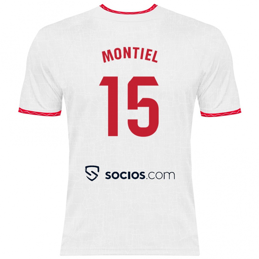 Kandiny Bambino Maglia Gonzalo Montiel #15 Bianco Rosso Kit Gara Home 2024/25 Maglietta