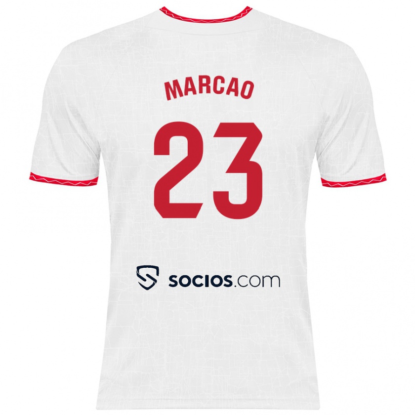 Kandiny Bambino Maglia Marcão #23 Bianco Rosso Kit Gara Home 2024/25 Maglietta