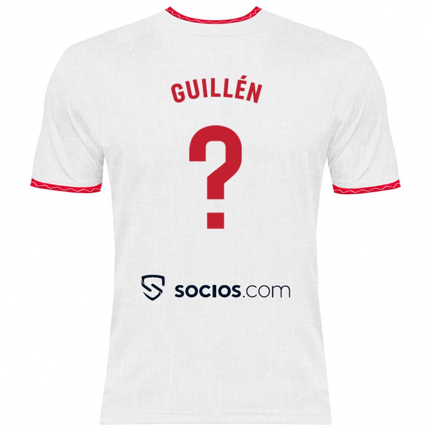 Kandiny Niño Camiseta Nico Guillén #0 Blanco Rojo 1ª Equipación 2024/25 La Camisa