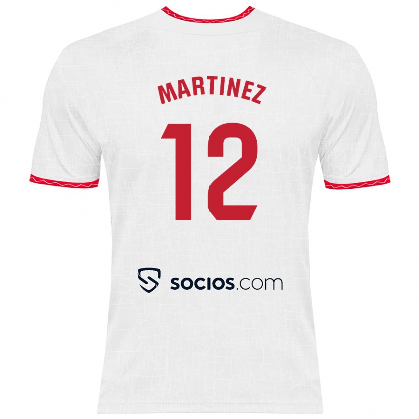 Kandiny Niño Camiseta Gabri Martinez #12 Blanco Rojo 1ª Equipación 2024/25 La Camisa México