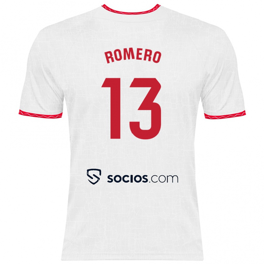 Kandiny Bambino Maglia Rafael Romero #13 Bianco Rosso Kit Gara Home 2024/25 Maglietta