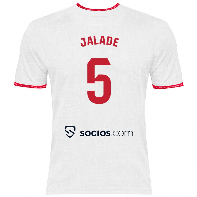 Kandiny Bambino Maglia Robert Jalade #5 Bianco Rosso Kit Gara Home 2024/25 Maglietta