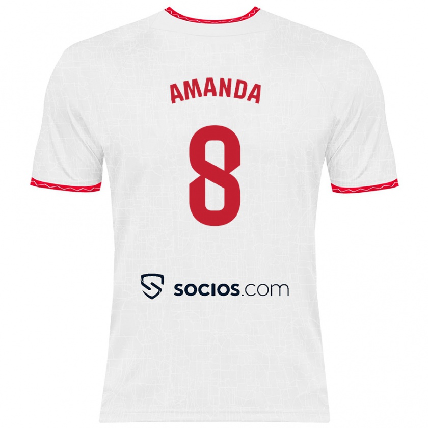 Kandiny Kinderen Amanda Sampedro Bustos #8 Wit Rood Thuisshirt Thuistenue 2024/25 T-Shirt