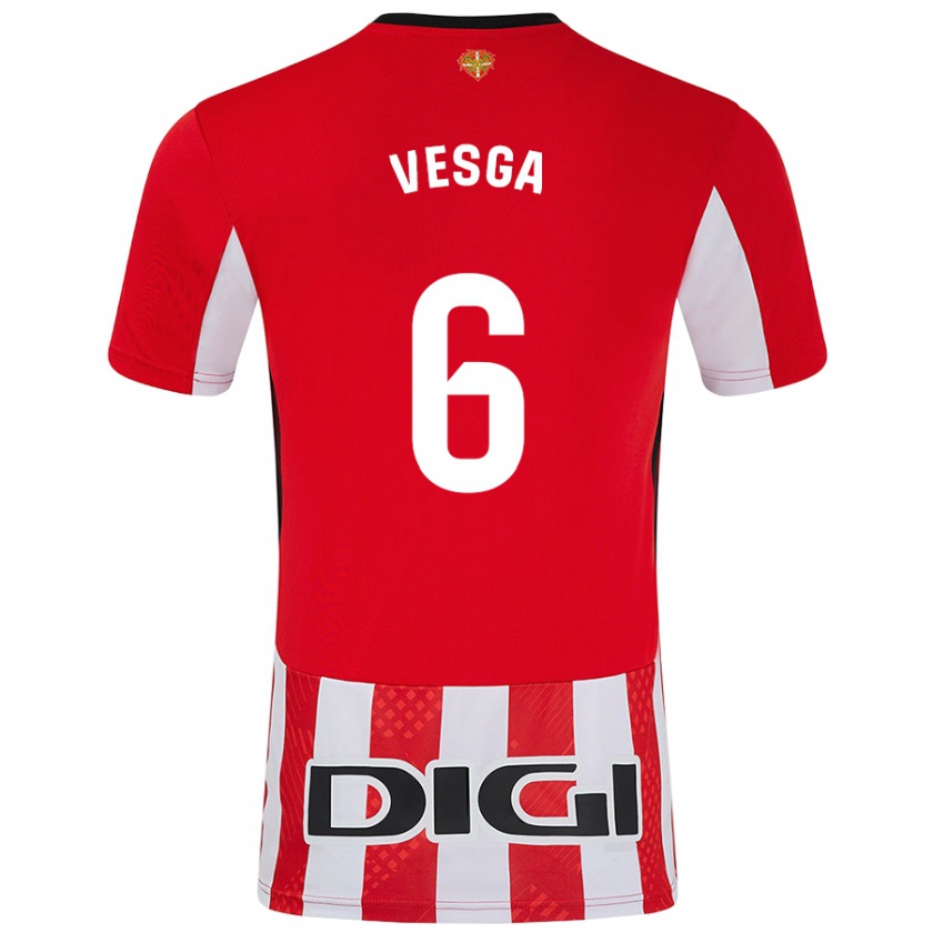 Kandiny Kinder Mikel Vesga #6 Rot Weiß Heimtrikot Trikot 2024/25 T-Shirt Österreich