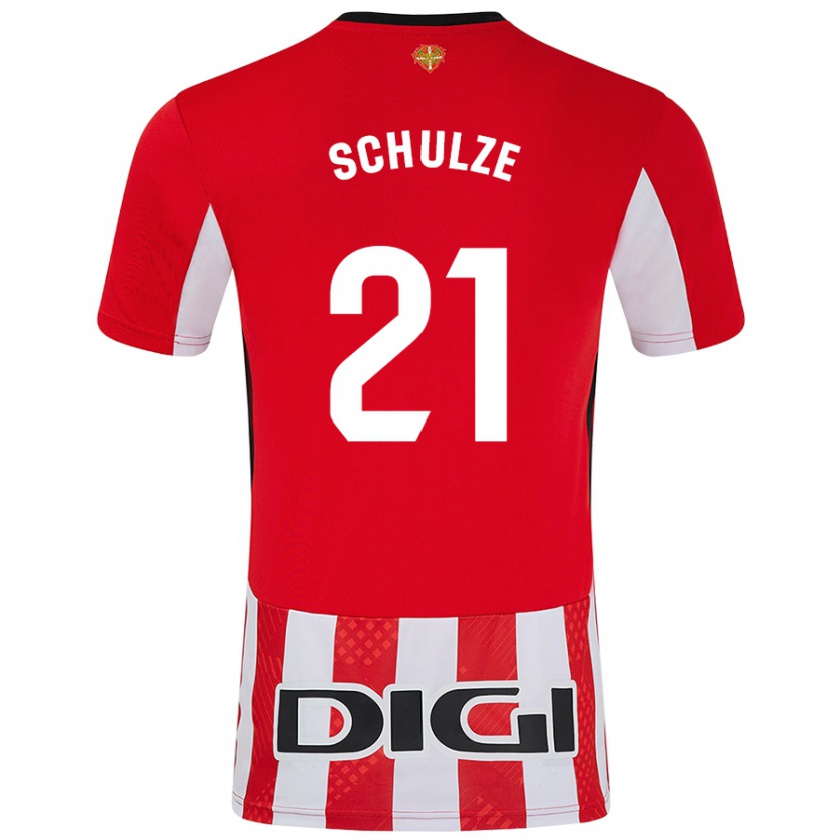 Kandiny Bambino Maglia Bibiane Schulze #21 Rosso Bianco Kit Gara Home 2024/25 Maglietta