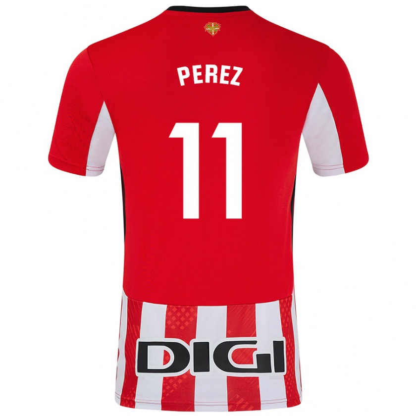 Kandiny Kinderen Adrián Pérez #11 Rood Wit Thuisshirt Thuistenue 2024/25 T-Shirt België