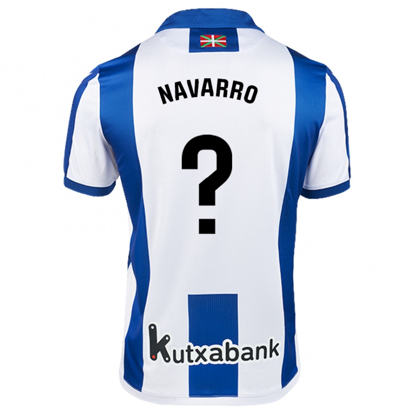 Kandiny Niño Camiseta Robert Navarro #0 Blanco Azul 1ª Equipación 2024/25 La Camisa México