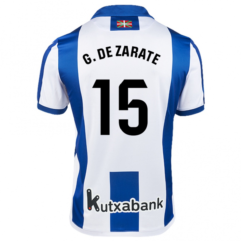 Kandiny Bambino Maglia Urko González De Zarate #15 Bianco Blu Kit Gara Home 2024/25 Maglietta