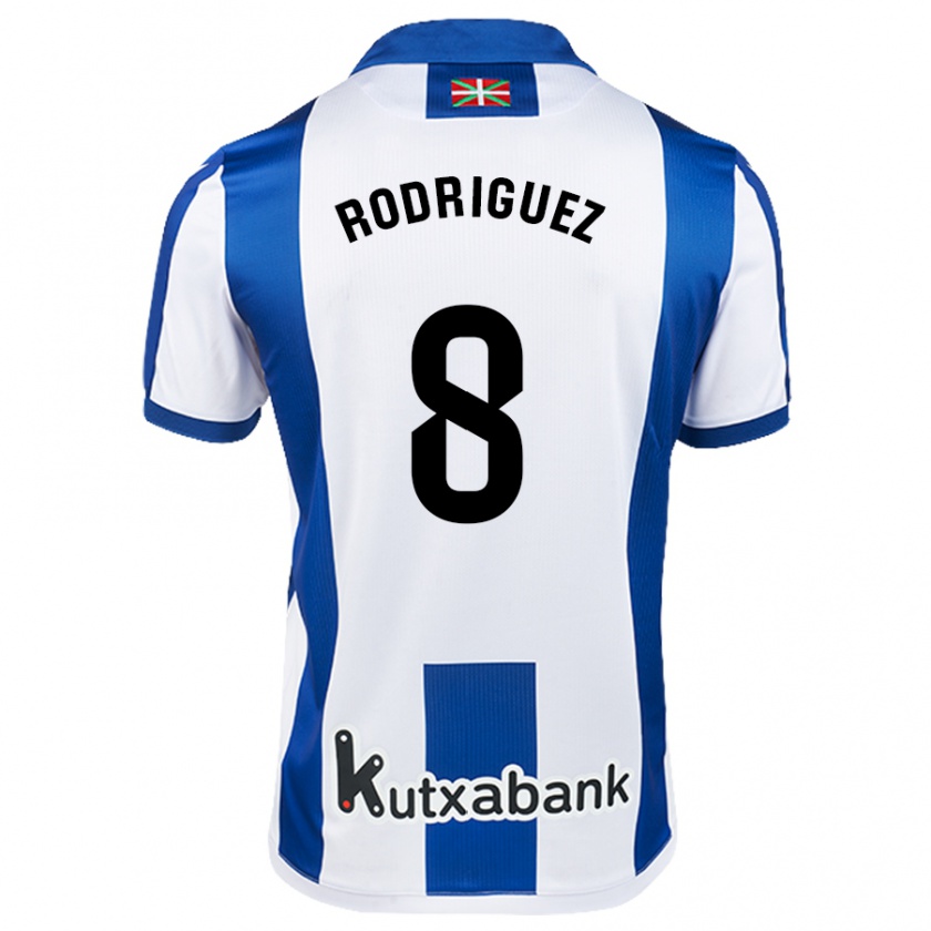 KandinyキッズMikel Rodriguez#8ホワイト ブルーホームシャツ2024/25ジャージーユニフォーム